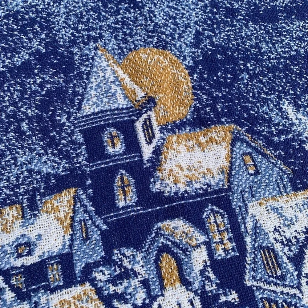 Vintage Peace On Earth Snow Village Holiday Woven Blanket Throw Tapestry‎
